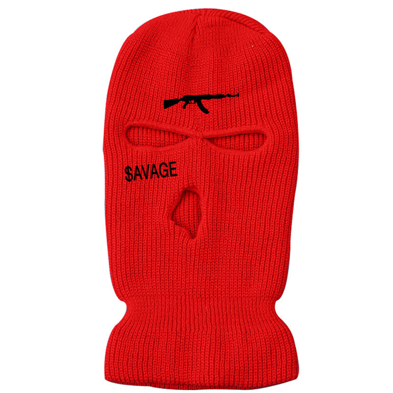 Three-hole Hat Knitted Facekini