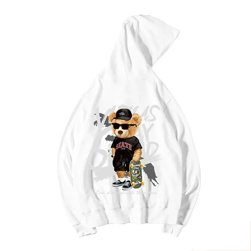 Skate Bear Anime Print Hoodies