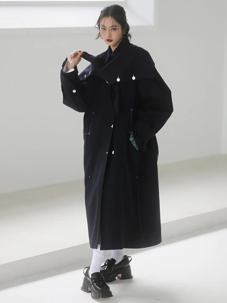 Big Size Long Woolen Coat Parka