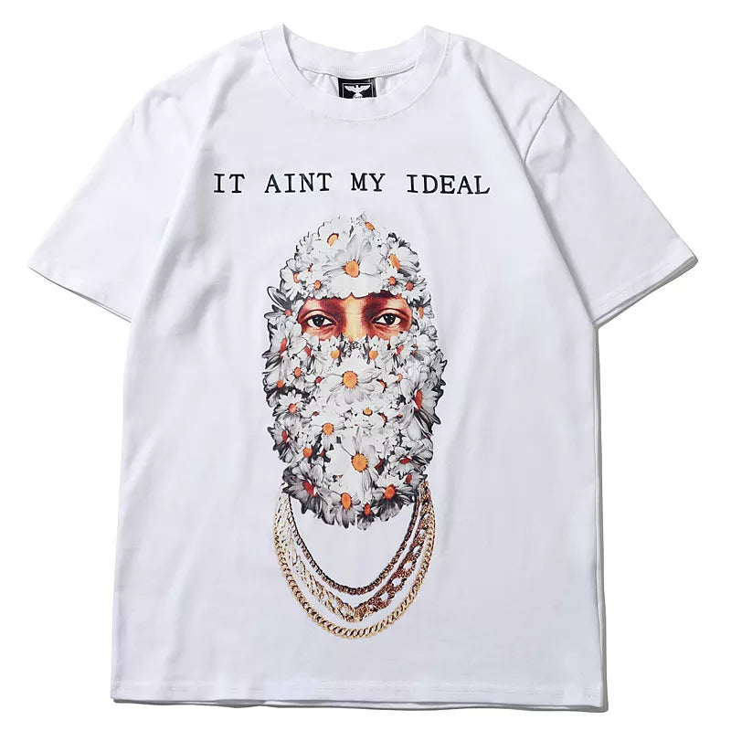 Flower Mask Men Letter Print Casual