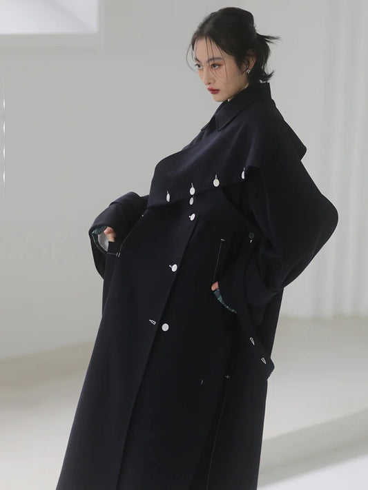 Big Size Long Woolen Coat Parka