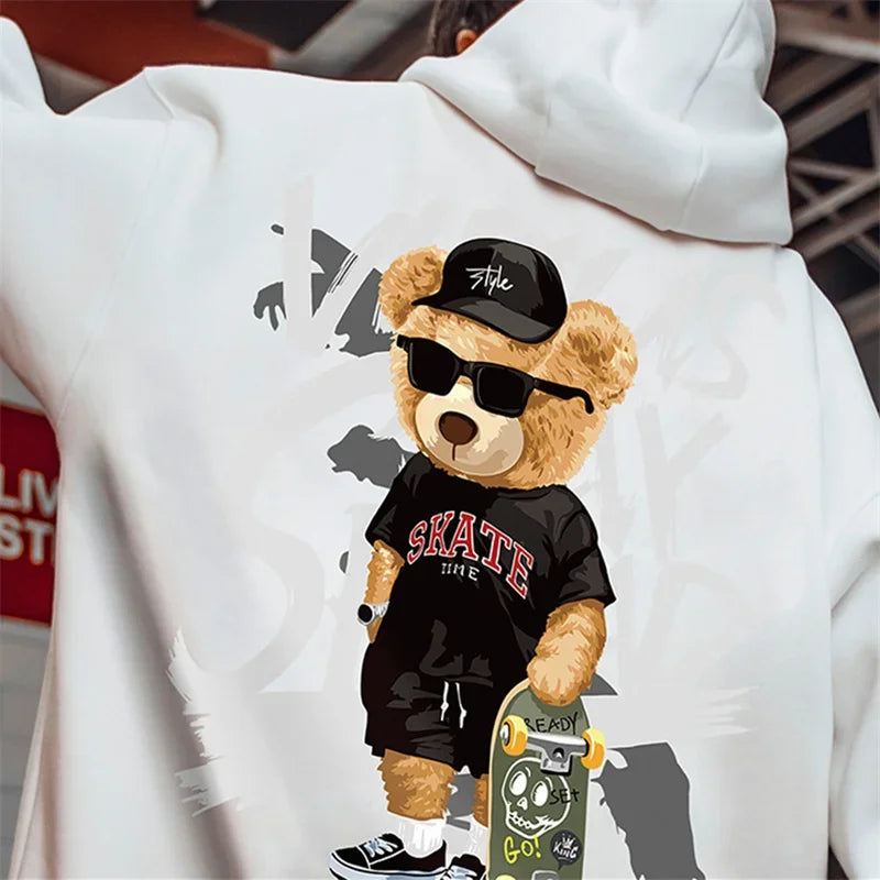 Skate Bear Anime Print Hoodies